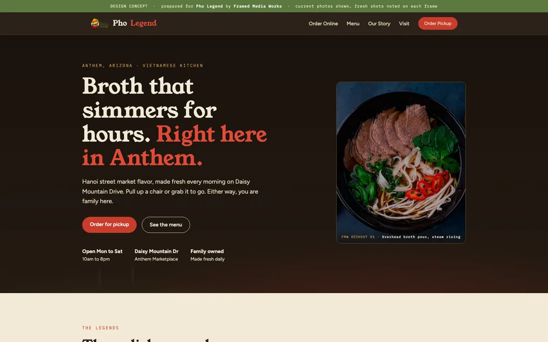 Pho Legend site preview