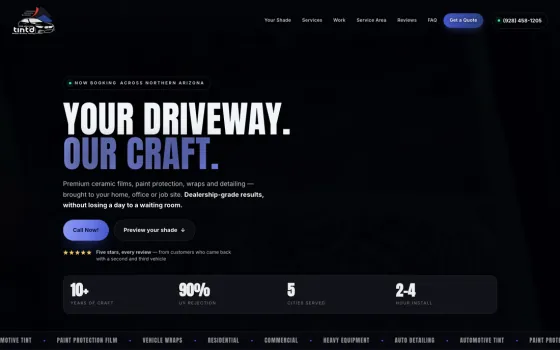 Tint'd Mobile Window Tinting site preview